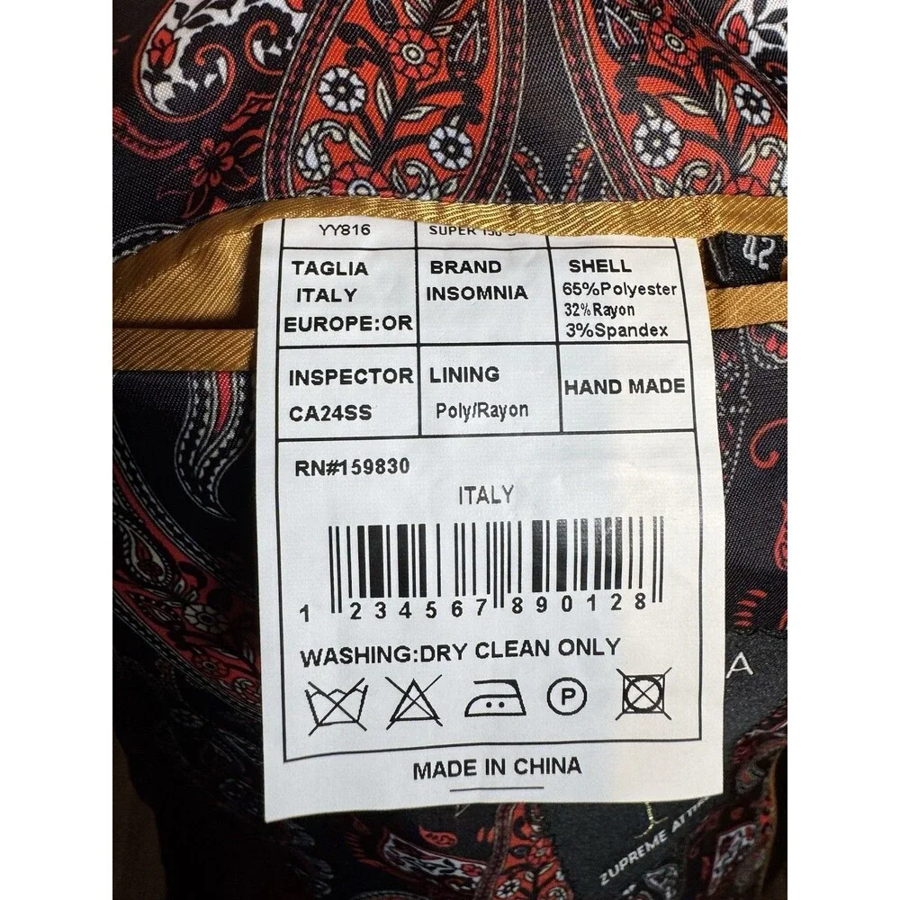 Insomnia Red & Black Peak Lapel Tuxedo Jacket Vest Men's 42 EUC